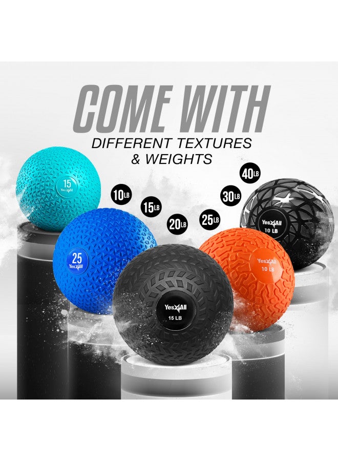 Yes4All 25 lbs Slam Ball for Strength, Power Workout - Fitness Exercise Ball with Grip Tread & Durable Rubber Shell (25 Lbs, Black) - Image 4
