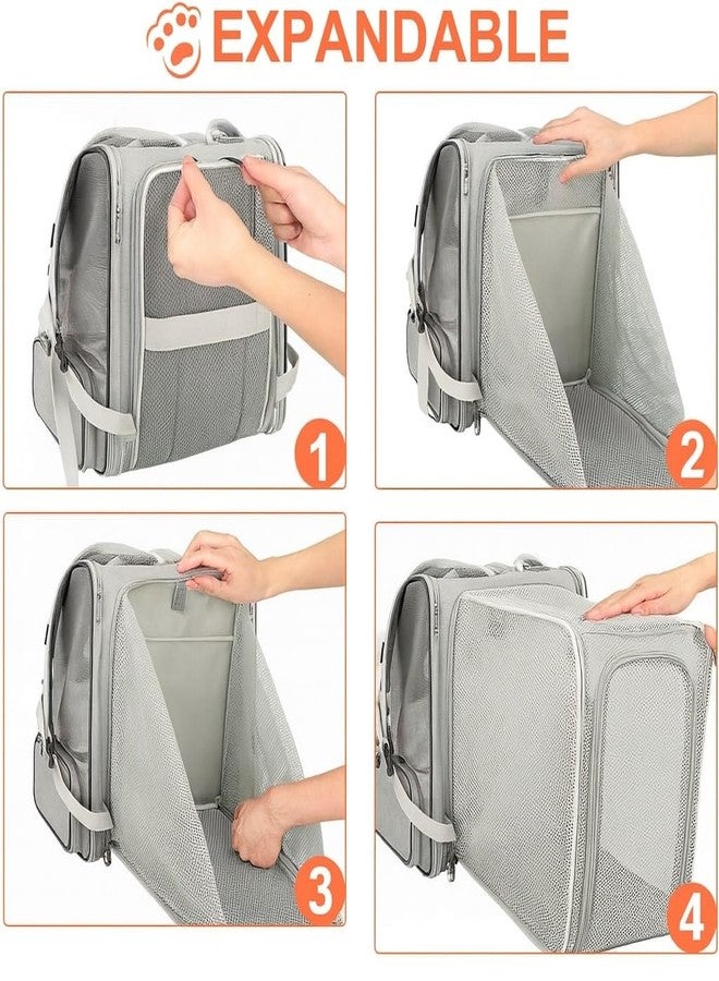 Lekebobor Large Cat Backpack Carrier Expandable Pet Carrier Backpack for Small Medium Cats Fit Up to 18 Lbs, Foldable Puppy Backpack Carrier for Travel, Hiking (Expendable Grey, 32"L x 28"W X 43"H) - Image 4