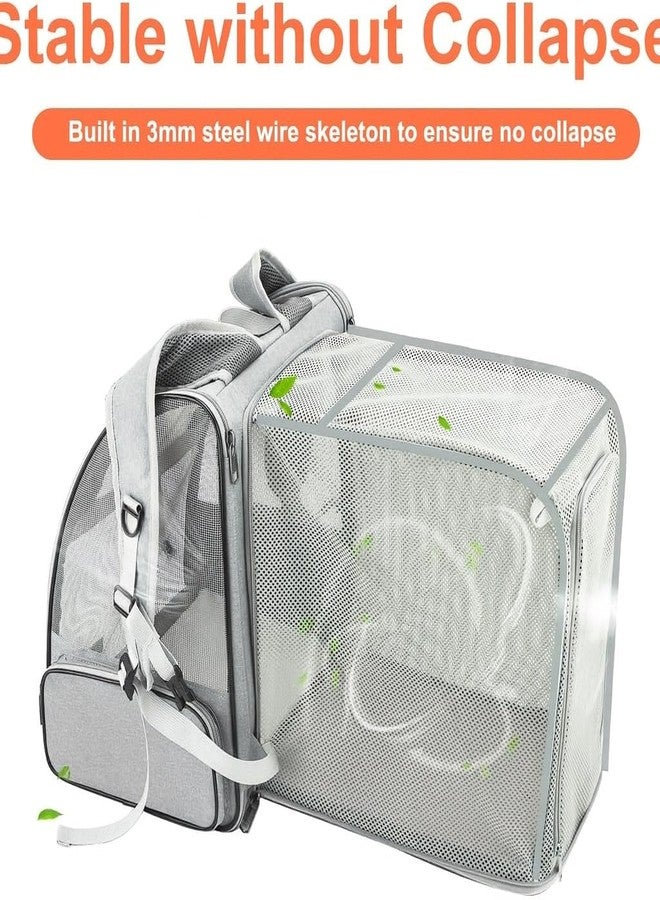 Lekebobor Large Cat Backpack Carrier Expandable Pet Carrier Backpack for Small Medium Cats Fit Up to 18 Lbs, Foldable Puppy Backpack Carrier for Travel, Hiking (Expendable Grey, 32"L x 28"W X 43"H) - Image 2