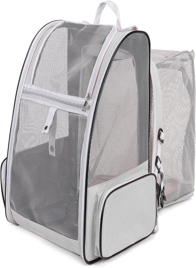 Lekebobor Large Cat Backpack Carrier Expandable Pet Carrier Backpack for Small Medium Cats Fit Up to 18 Lbs, Foldable Puppy Backpack Carrier for Travel, Hiking (Expendable Grey, 32"L x 28"W X 43"H) - Image 1