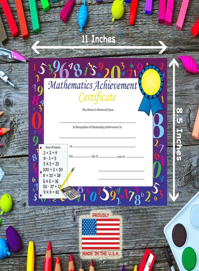 SHAPES ETC. 30pcs Mathematics Achievement Recognition Certificates 11inx8.5in Colorful Award Kids Student Graduations Moving Up Ceremonies Achievement Days Banquets Academic Competitions USA Made - Image 3