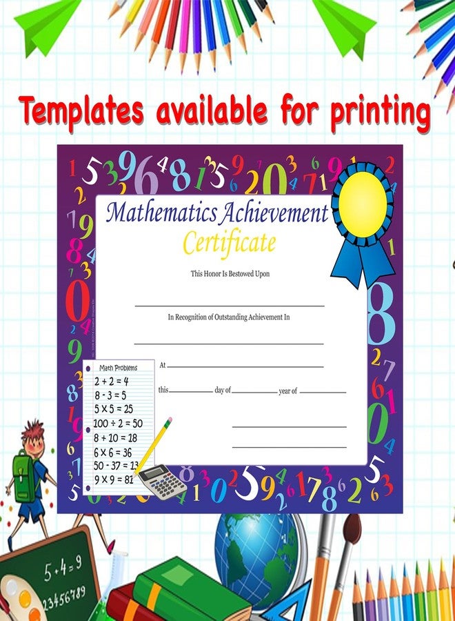 SHAPES ETC. 30pcs Mathematics Achievement Recognition Certificates 11inx8.5in Colorful Award Kids Student Graduations Moving Up Ceremonies Achievement Days Banquets Academic Competitions USA Made - Image 4