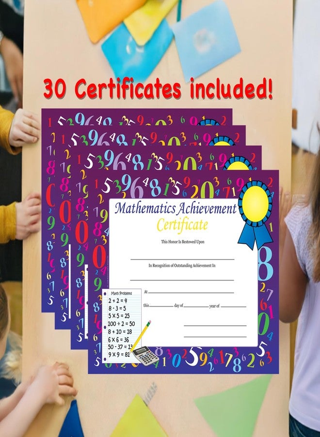 SHAPES ETC. 30pcs Mathematics Achievement Recognition Certificates 11inx8.5in Colorful Award Kids Student Graduations Moving Up Ceremonies Achievement Days Banquets Academic Competitions USA Made - Image 5