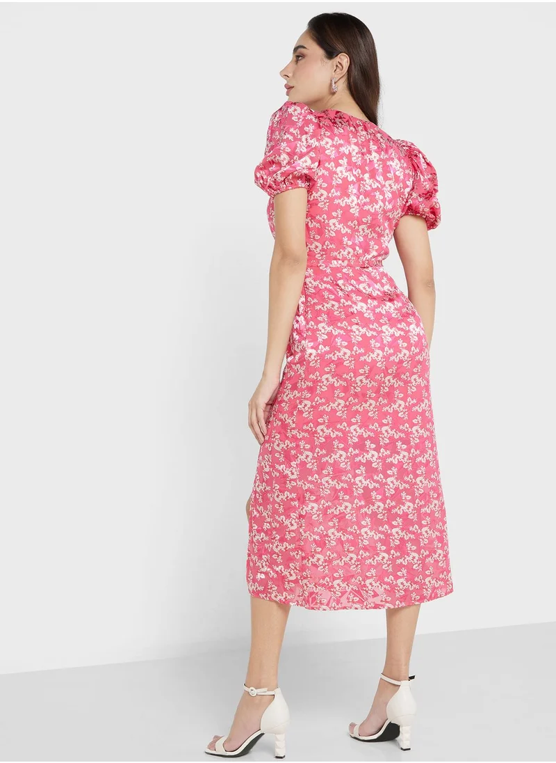 French Connection Floral Print Puff Sleeve Dress