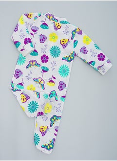 babyqlo Printed footie romper for infants with butterfly and flower print  - Image 2