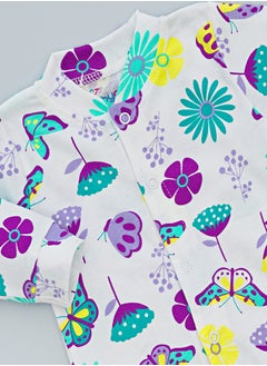 babyqlo Printed footie romper for infants with butterfly and flower print  - Image 4