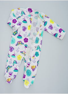 babyqlo Printed footie romper for infants with butterfly and flower print  - Image 3