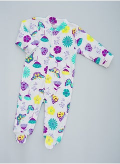 babyqlo Printed footie romper for infants with butterfly and flower print  - Image 1
