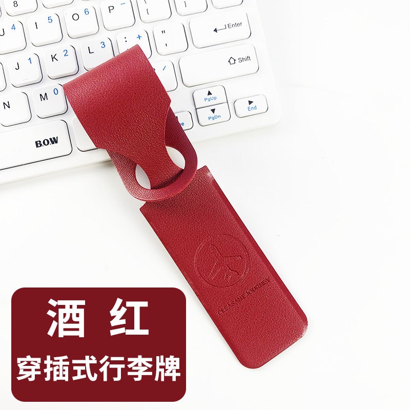 Custom Logo 6-Color PVC Leather Luggage Tags Wine red 