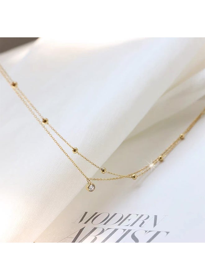 GIFT 18K Gold Plated Stainless Steel Double Sickle Ankle Bracelet Rose Zirconia Luxury Elegant Jewelry for Daily Wear, Beach and Vacation - Image 3