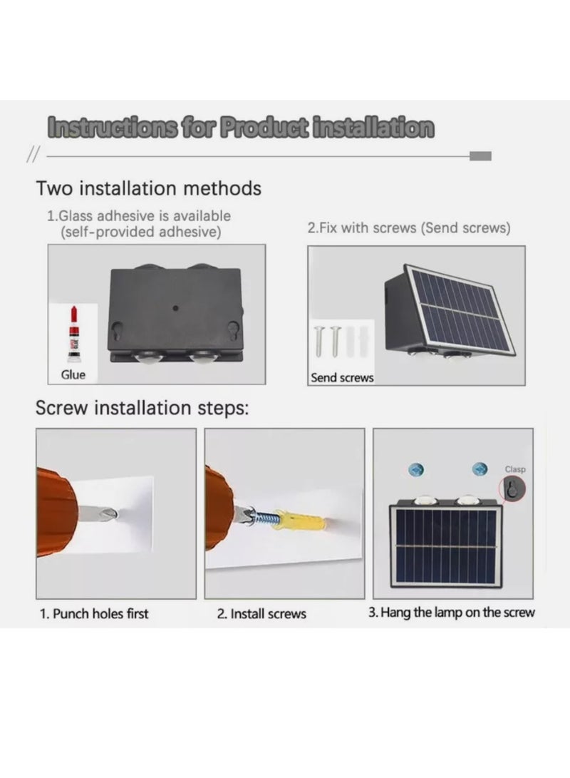 Generic Outdoor Solar Fence Lights 4 LED with Multi-Color, Up and Down Lighting Solar Outdoor Wall Light Waterproof IP65 - Image 4