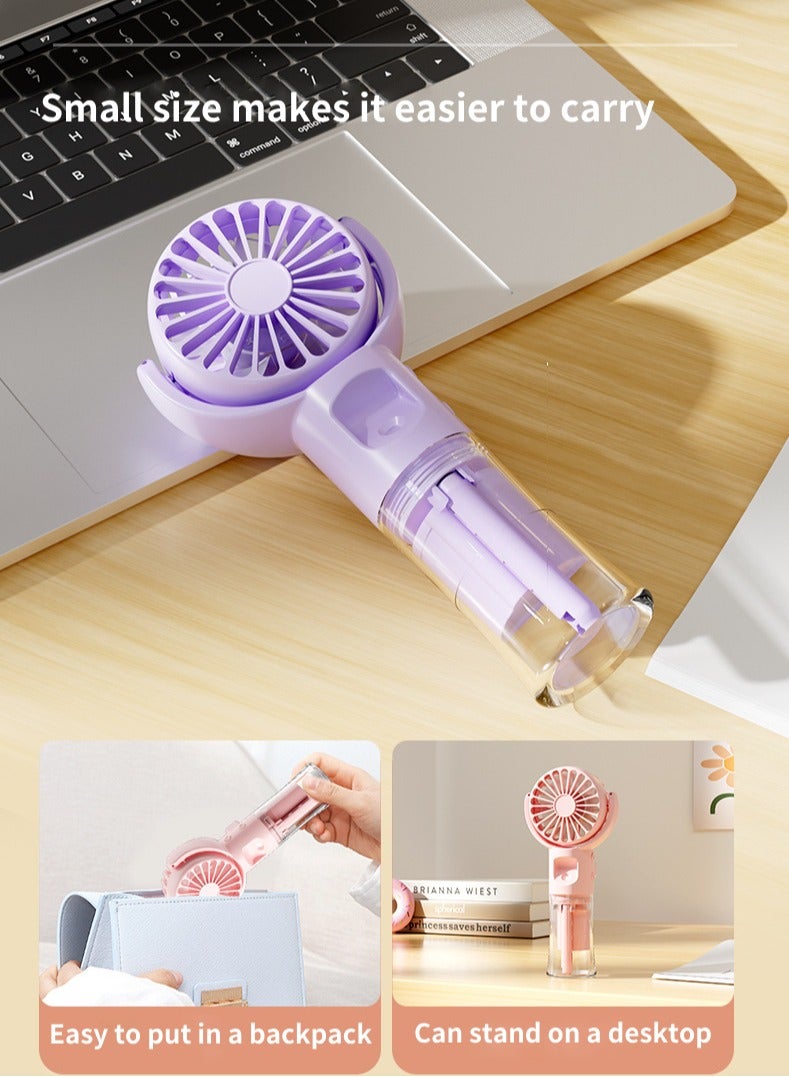 Jourvent Portable Misting Fan, 3-in-1 Handheld Personal Fan with Humidifier u0026 Night Light, USB Rechargeable Battery Operated, 4 Speeds u0026 Quiet Operation - Mini Desk Fan for Travel, Office, Outdoors ( - Image 5