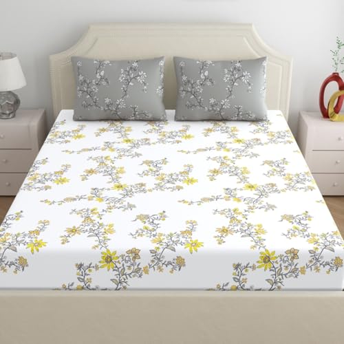 Home Ecstasy 100% Cotton Value King Bedsheet with 2 Pillow Covers - (Size 86 x 108 inches, 140 TC, Colour - Grey: Pearl Grey) - Image 3