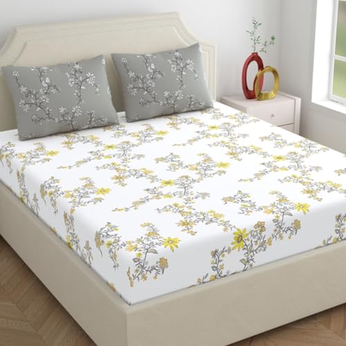 Home Ecstasy 100% Cotton Value King Bedsheet with 2 Pillow Covers - (Size 86 x 108 inches, 140 TC, Colour - Grey: Pearl Grey) - Image 2