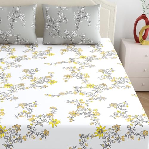 Home Ecstasy 100% Cotton Value King Bedsheet with 2 Pillow Covers - (Size 86 x 108 inches, 140 TC, Colour - Grey: Pearl Grey) - Image 4