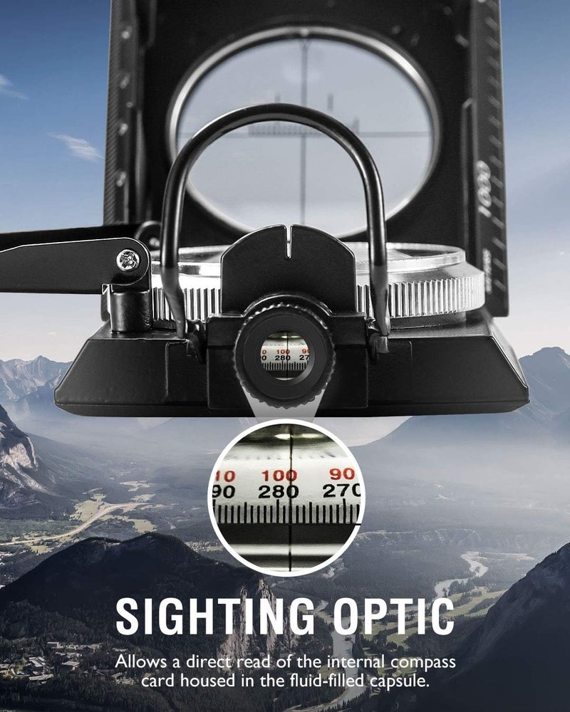 EYESKEY Multifunctional Military Sighting Navigation Compass with Inclinometer | Impact Resistant & Waterproof Compass for Hiking, Camping - Image 3
