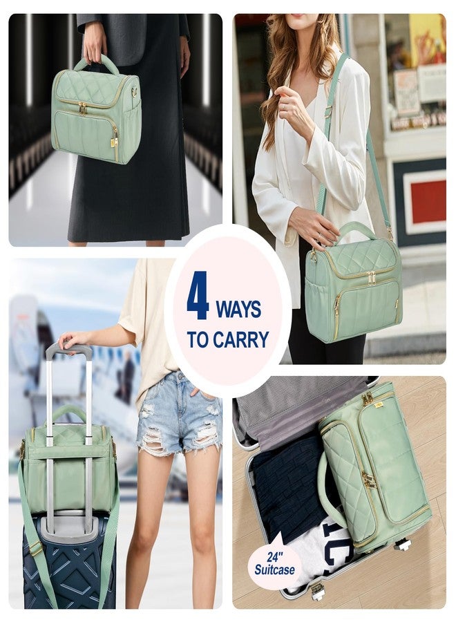 GR69N Travel Toiletry Bag Large Cosmetic Makeup Bag Organizer for Women,Wide-open Make Up Bag Waterproof Makeup Case Travel Bag with Handle and Dividers for Toiletries,Essentials,Accessories,Green - Image 3