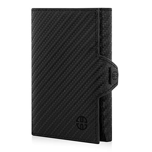 TRUSADOR Toscana Trifold Leather Wallet For Men and Women Card Holder with RFID Protection Without Coin Pocket Carbon - Image 1