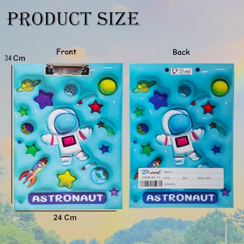 PARTEET Space Exam Pad for Kids Wooden Cardboard, Clipboard Bubble,Cardholder for Students, Kids, Teachers A4 Letter Size Writing Examination Pad/Exam Pad/Writing Pad Return Gift for Kids(Blue) - Image 3