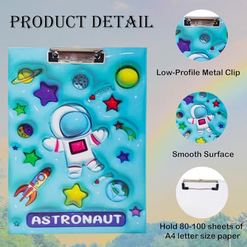 PARTEET Space Exam Pad for Kids Wooden Cardboard, Clipboard Bubble,Cardholder for Students, Kids, Teachers A4 Letter Size Writing Examination Pad/Exam Pad/Writing Pad Return Gift for Kids(Blue) - Image 2