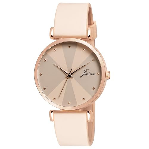 jainx Beige Silicone Band Analog Watch - for Women JW8637 - Image 1