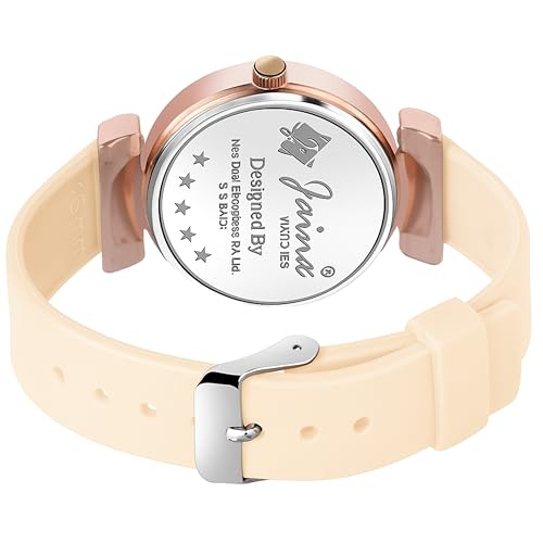 jainx Beige Silicone Band Analog Watch - for Women JW8637 - Image 3