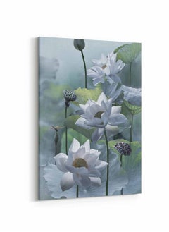 LOWHA Framed Canvas Wall Art Stretched Over Wooden Frame, Beautiful lotus Scenery Painting, For Home, Living Room, Office Decor  - Image 5