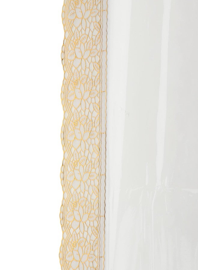 MONKDECOR Plastic Classic Transparent 6 Seater Oval Dining Table Cover With Golden Lace (Oval) Size- 60X90 Inches - Image 3