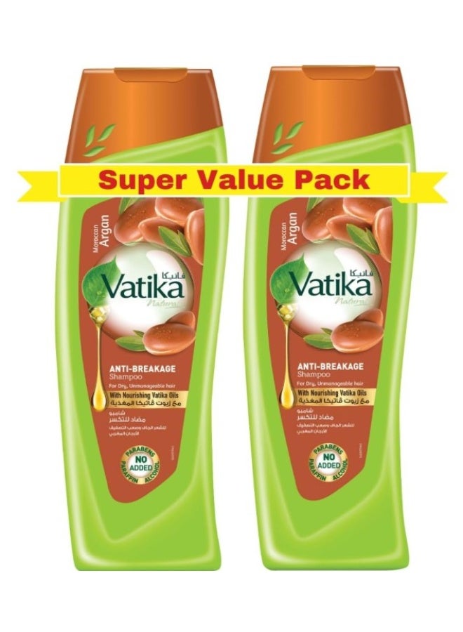 Vatika Naturals Moroccan Argan Anti-Breakage Shampoo 2x400 ml| For Dry, Unmanageable Hair | With Nourishing Vatika Oils | Super Value Pack of 2 - Image 1