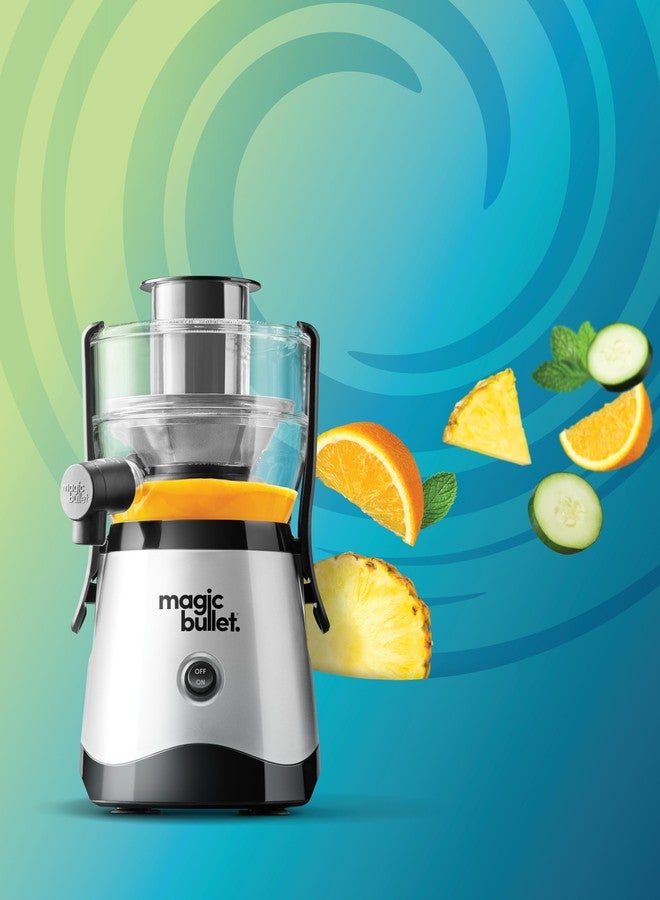 Magic Bullet® Mini Juicer, Countertop Space-Saving, 2" Feed Chute for Fruits and Vegetables, 400W, Compact Design, Black/Silver, MBJ10100 - Image 3