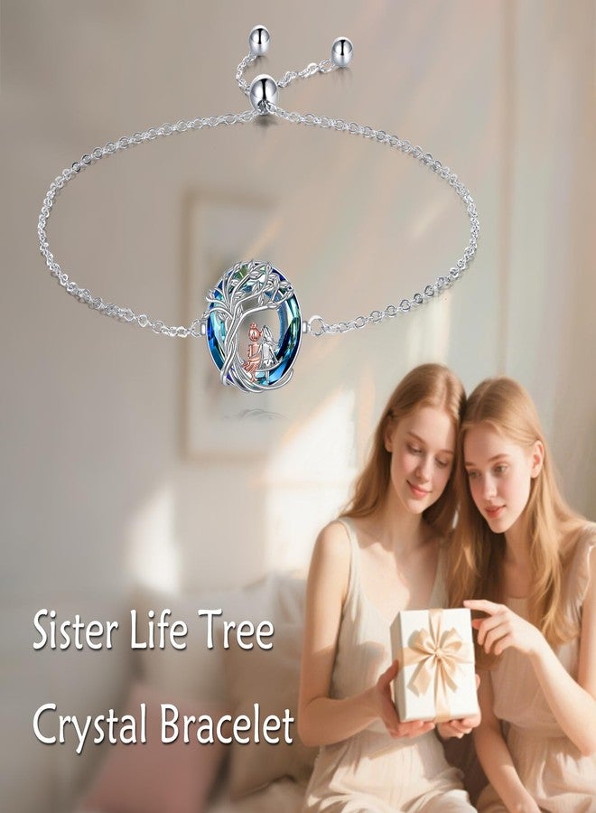 Vadmans 2 Sister Bracelet Sterling Silver Adjustable Chain Two Sister Bracelet Crystal Jewelry Gifts for Women - Image 3