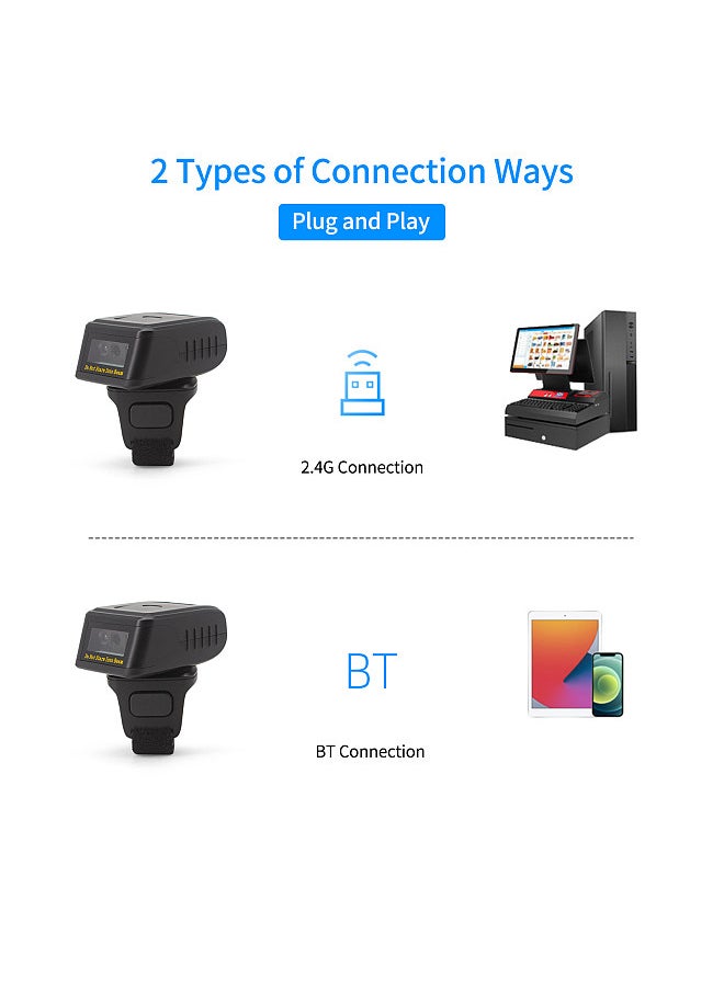 Generic Barcode Scanner 1D/2D/QR Barcode Portable Finger Handheld Wearable Ring Code Reader Support for Windows PC Computers Supermarket Library Express Company Warehouse  - Image 3