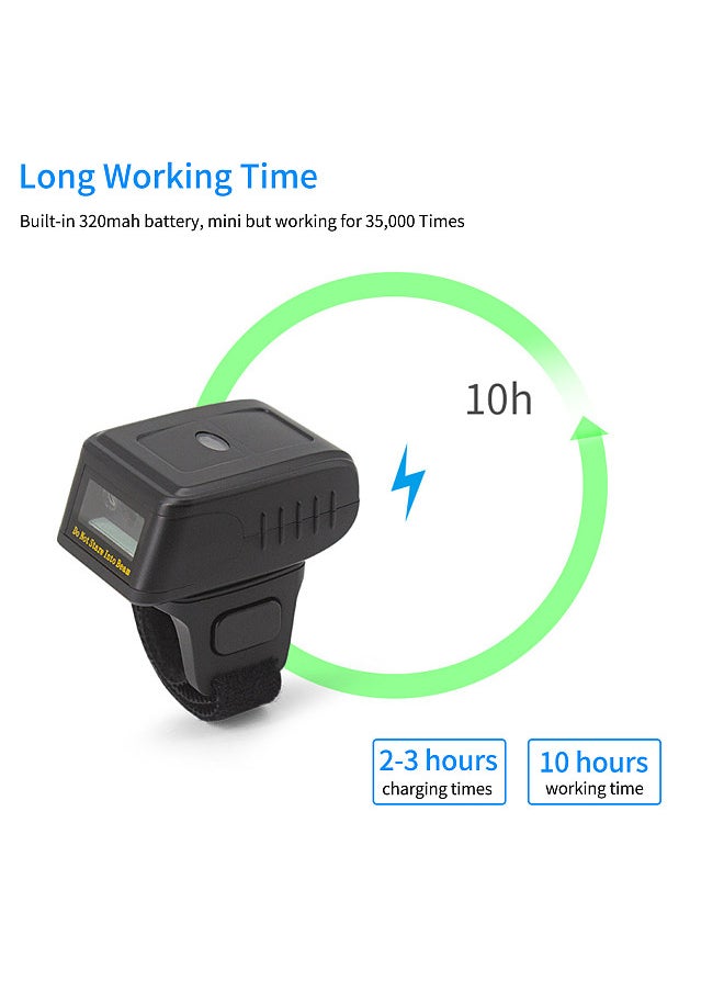 Generic Barcode Scanner 1D/2D/QR Barcode Portable Finger Handheld Wearable Ring Code Reader Support for Windows PC Computers Supermarket Library Express Company Warehouse  - Image 5