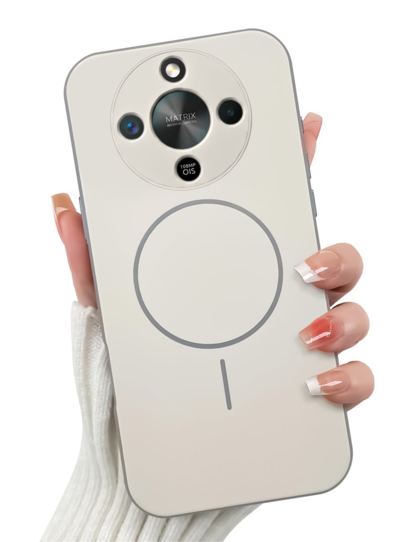 جراب حماية هجين من الأكريليك لهاتف Honor X9D - ظهر صلب شفاف مع حافة سيليكون وتصميم حلقة عصري - أبيض