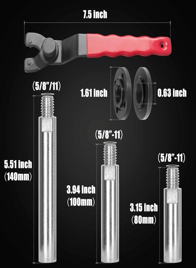 Pomsare Angle Grinder Extension Shaft Connecting Rod, 12PCS Angle Grinder Attachments with 5/8-11 Thread, Universal Adjustable Grinder Spanner Wrench, 4 Sets of Flange Lock Nut for Grinder Tool - Image 2