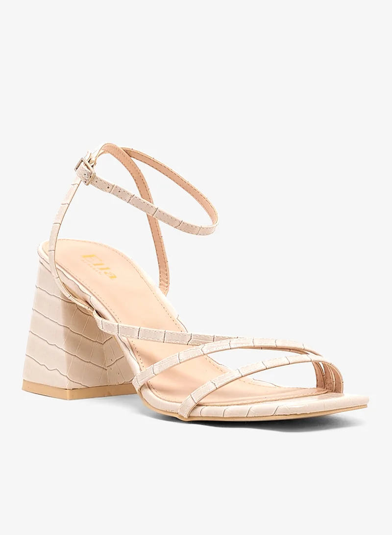 ELLA Mult Strap Mid Block Heel Sandal