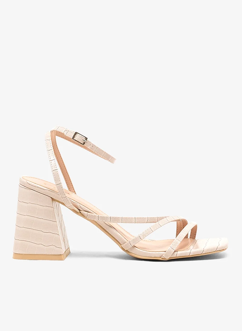 ELLA Mult Strap Mid Block Heel Sandal