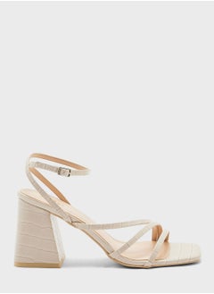 Mult Strap Mid Block Heel Sandal