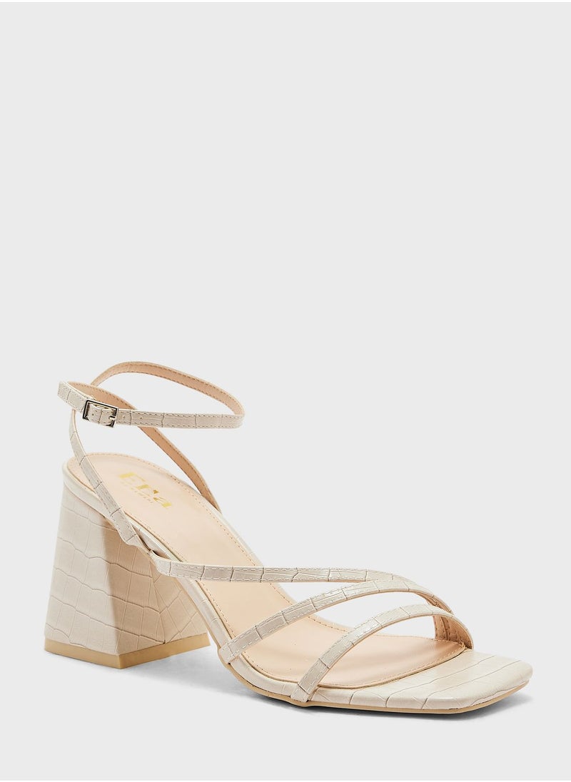 ELLA - Mult Strap Mid Block Heel Sandal - Image 1