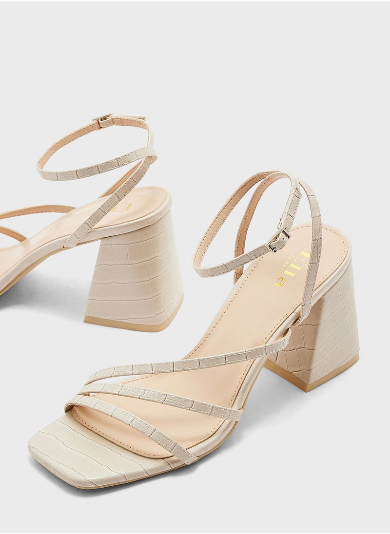 ELLA - Mult Strap Mid Block Heel Sandal - Image 1