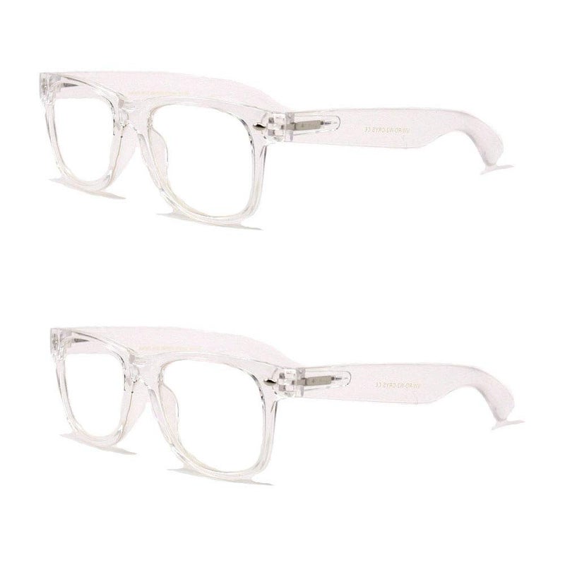 V.W.E. 2 Pairs Transparent Neon Color Deluxe Reading Glasses - Comfortable Stylish Simple Readers Magnification (Clear, 2.25) - Image 1