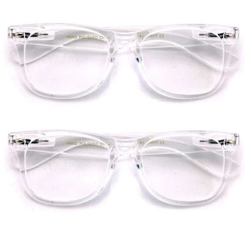 V.W.E. 2 Pairs Transparent Neon Color Deluxe Reading Glasses - Comfortable Stylish Simple Readers Magnification (Clear, 2.25) - Image 2