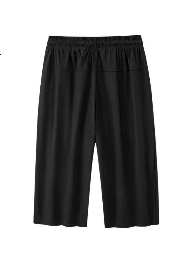 Romon Casual Shorts For Men, Summer Ice Silk Three-Quarter Length Pants, Sports Men'S Trousers, Thin Quick-Dry Pants, Dk79, Black, Xl - Image 1