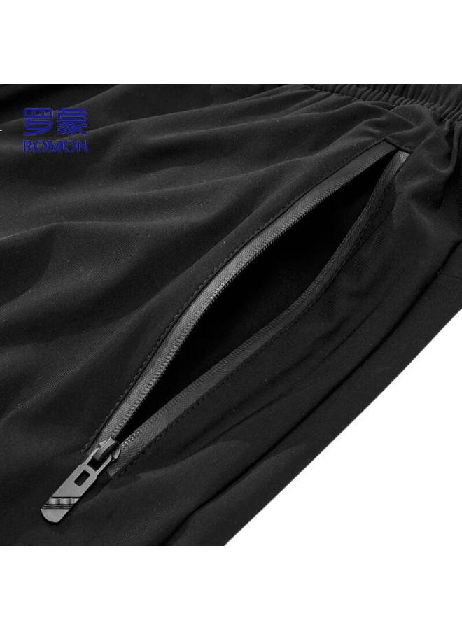 Romon Casual Shorts For Men, Summer Ice Silk Three-Quarter Length Pants, Sports Men'S Trousers, Thin Quick-Dry Pants, Dk79, Black, Xl - Image 3