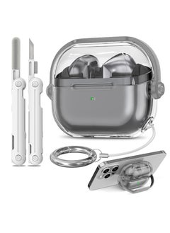 Case for Galaxy Buds 3 / Galaxy Buds 3 Pro, TPU clear case with 3-in-1 cleaner and keychain, unisex, protects and cleans earbuds and charging case, can be worn around the neck, easy to access