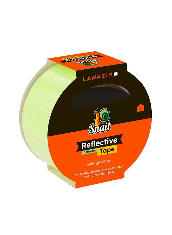 LAWAZIM Snail Reflective Tape - 1 Piece, 5cm×5m (2inx16.4ft), Neon Yellow-Green - High Visibility Hex Pattern Waterproof Self-Adhesive Safety Marking Tape for Vehicles, Roads, Indoor & Outdoor Use - Image 1