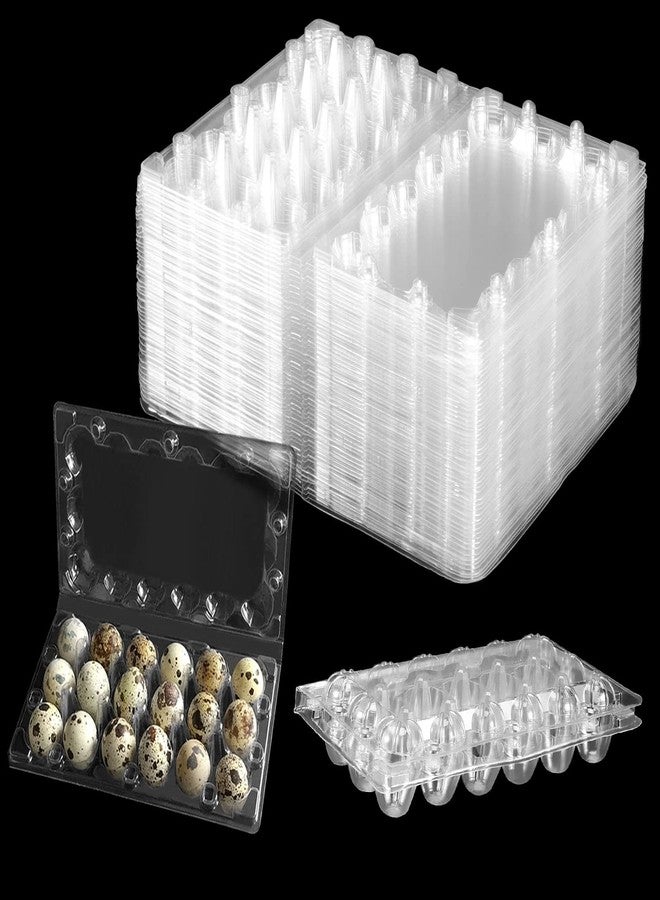JAPCHET 100 Pack Stackable Plastic Egg Cartons - Reusable, Cheap Bulk, 18 Grid, Quail Egg Container - Image 1