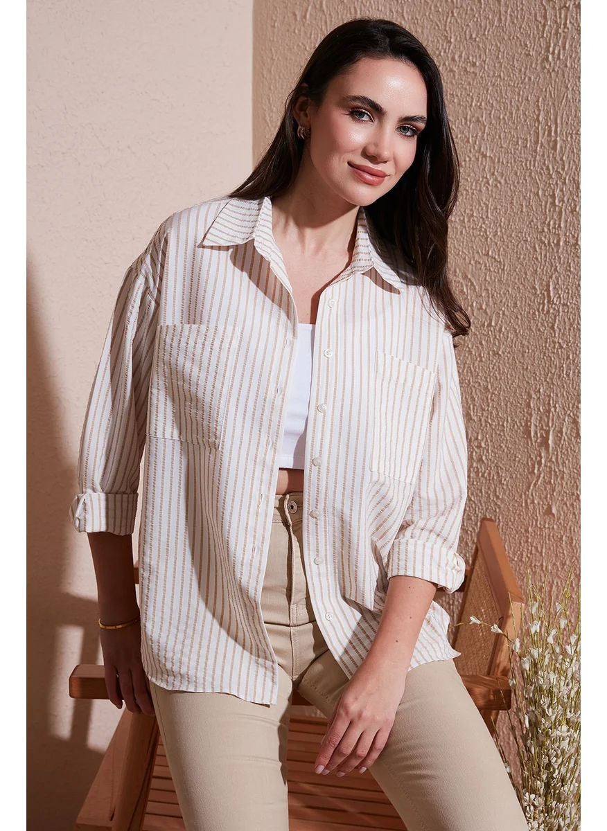 Lela Regular Fit Long Sleeve Striped Shirt Women's Shirt 6772875