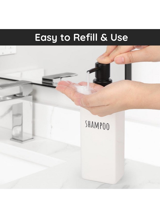 سيج بيوتي موزع صابون مربع من سيجبيوتي، عبوة من 3 قطع من موزعات الصابون البلاستيكية العصرية للحمام، زجاجة شامبو وبلسم قابلة لإعادة التعبئة سعة 16.9 أونصة، موزع صابون جل لوشن فارغ سعة 500 مل للاستحمام للجسم والحمام العصري - Image 5