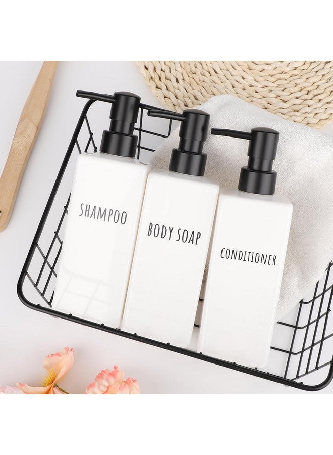 سيج بيوتي موزع صابون مربع من سيجبيوتي، عبوة من 3 قطع من موزعات الصابون البلاستيكية العصرية للحمام، زجاجة شامبو وبلسم قابلة لإعادة التعبئة سعة 16.9 أونصة، موزع صابون جل لوشن فارغ سعة 500 مل للاستحمام للجسم والحمام العصري - Image 2